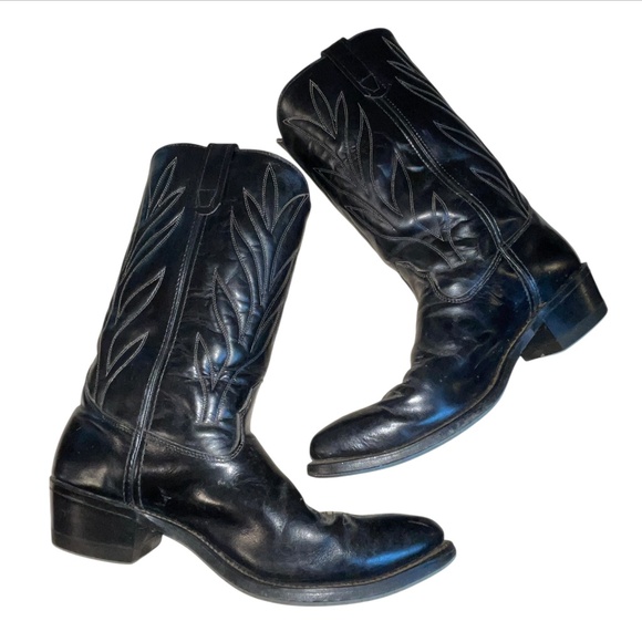Biltrite Men\'s Leather Cowboy Boots Black Size 12 D Comb Last Hush Heels main image 7